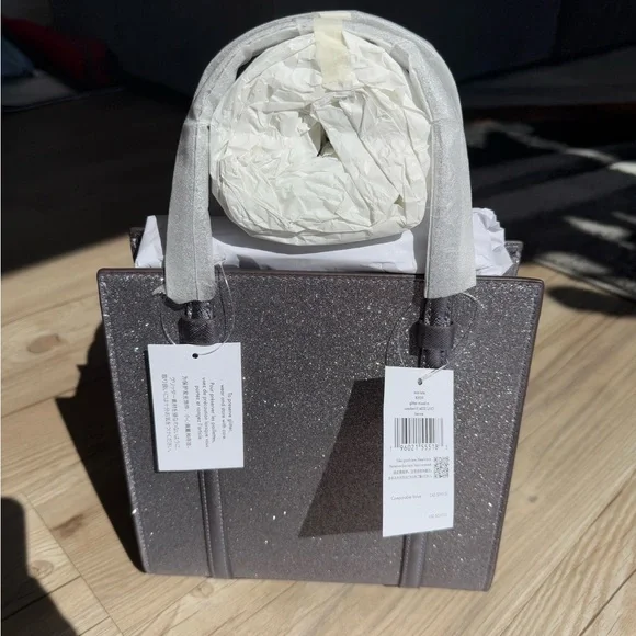 Kate Spade Kenzie Glitter Small Tote Bag KI959 Blueish Silver Purse NWT $329! - Picture 9 of 14